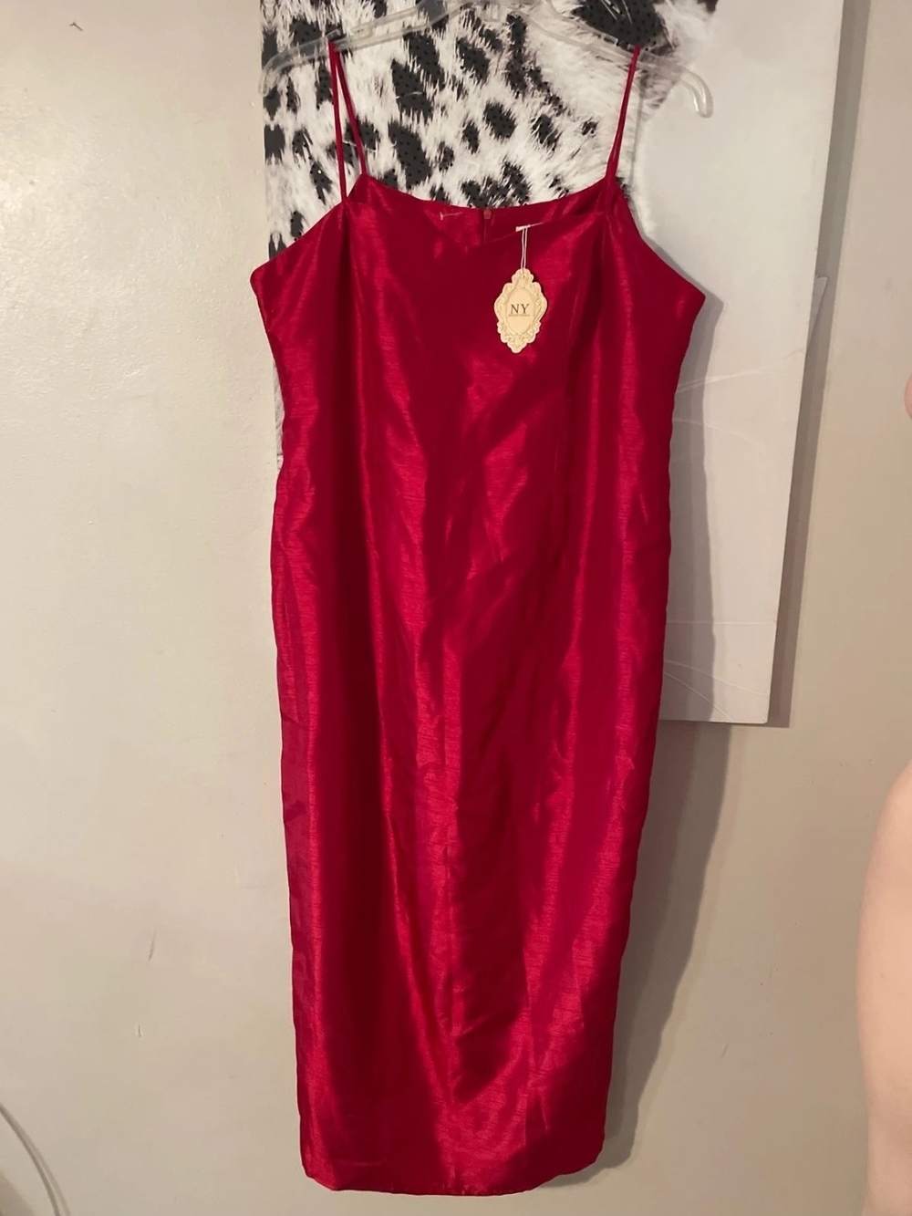 NY Red Satin Slip Dress with Spaghetti Straps NWT 3xl
